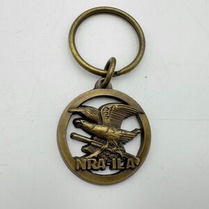 Vintage Keychain NRA -ILA Key Ring Metal Fob Made in USA Riffle Eagle